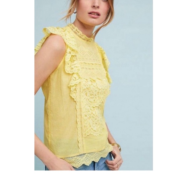 Anthropologie Tops - Anthropologie Maeve Victoria Lace Top Yellow